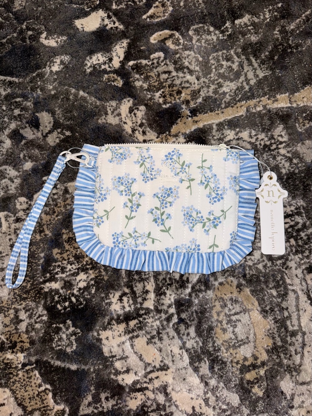 Blue Floral Wristlet Clutch by Nannette Lepore